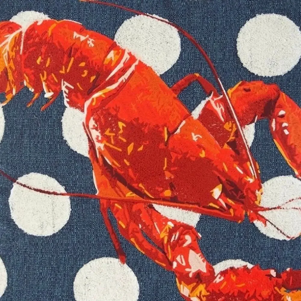MacKenzie Childs Outside Embroidered Lobster Accent Pillow Nautical Beachy 20”